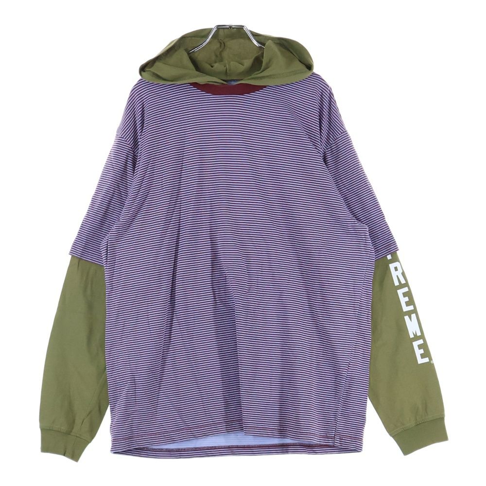SUPREME (シュプリーム) 24SS LAYERED HOODED L/S TOP ボーダー柄