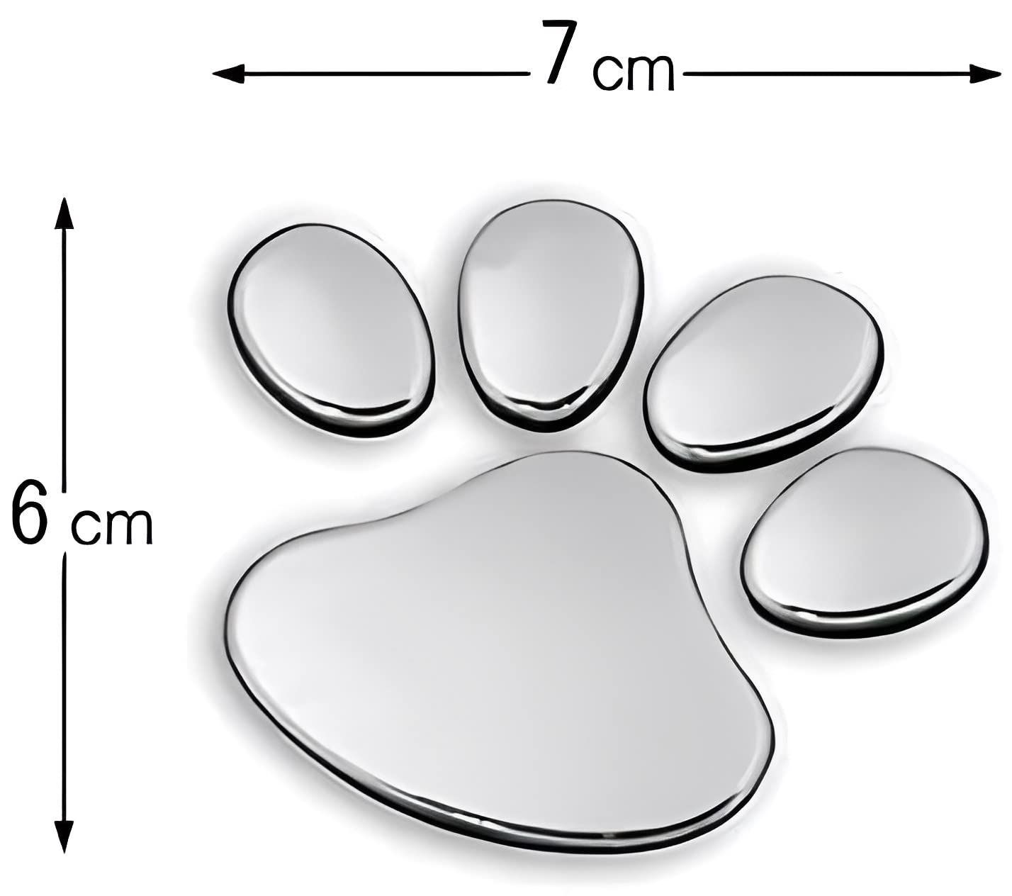 メーカー包装済】 肉球 ステッカー シルバー 銀色 立体 動物 足跡 3D エンブレム 犬 猫