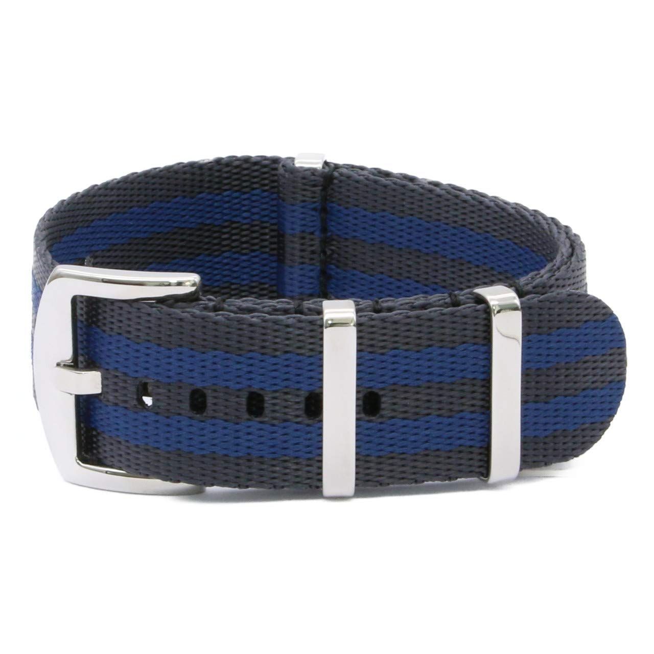 ブラック/ブルー CASSIS[カシス] ナイロン 時計ベルト TYPE NATO LX タイプナトーLX 22mm ブラック/ブルー 交換用工具付き X1126CS1865022