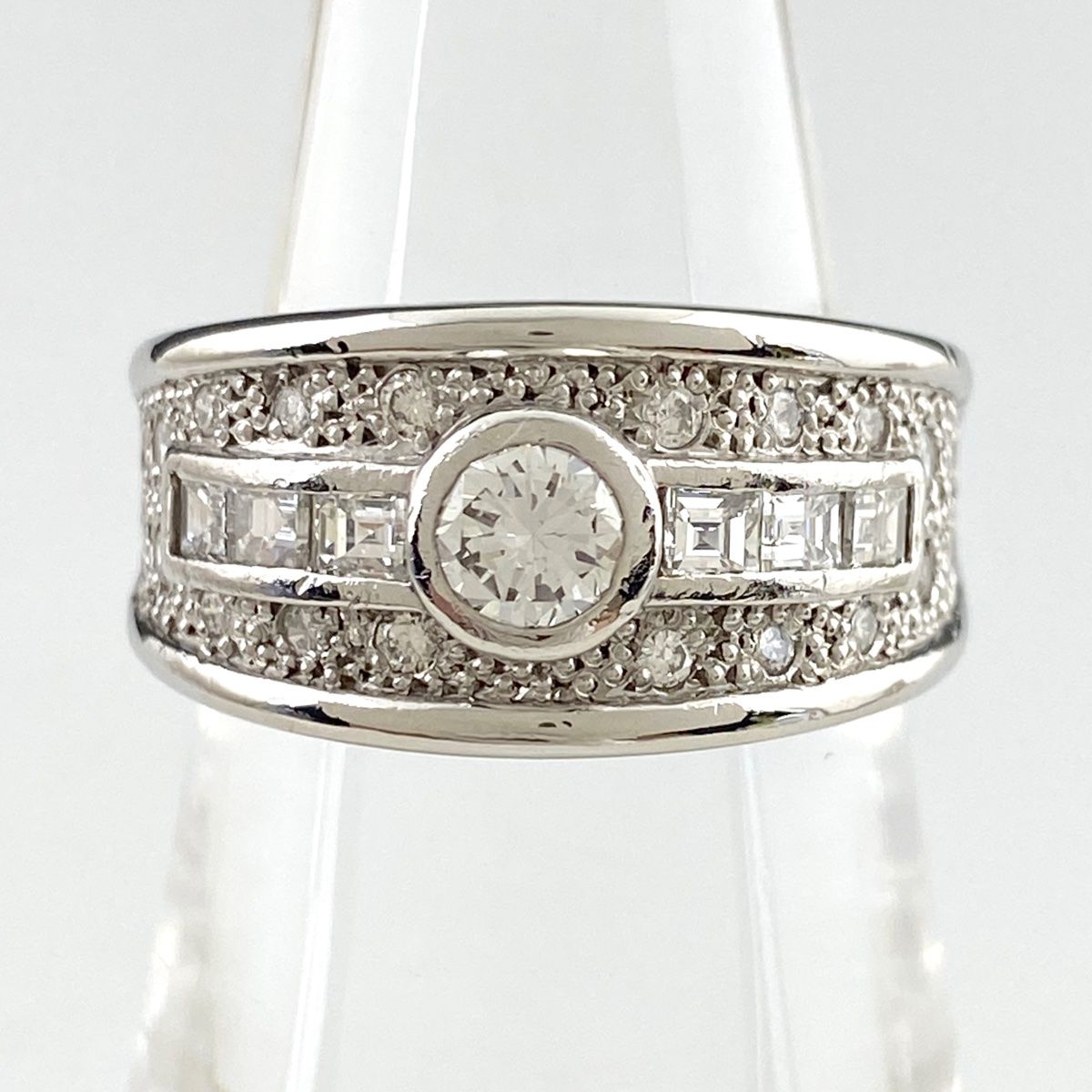 ダイヤモンド デザインリング プラチナ 指輪 メレダイヤ リング 15号 