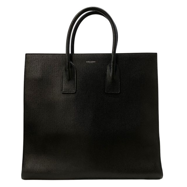 SAINT LAURENT ブラックレザートートバッグ サンローラン サックドジュール 縦型 グレインレザー トート