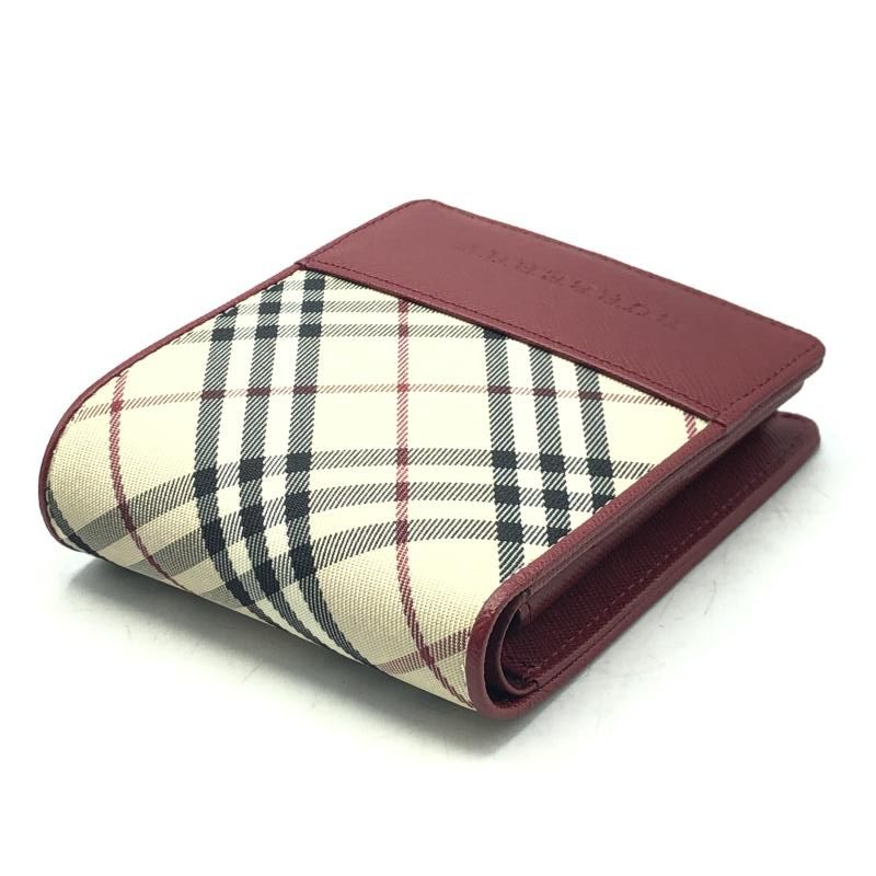 中古】BURBERRY 二つ折り財布 チェック柄 レッド バーバリー[17