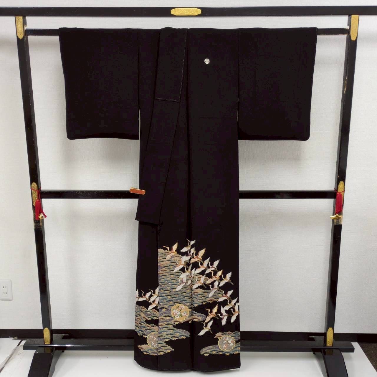 黒留袖 セット 裄65 黒留袖 作家物 更紗華紋 正絹 裄65 身丈