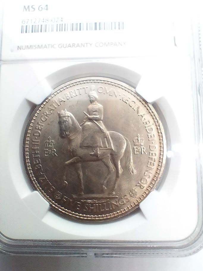 NGC MS64 1953年 イギリス クラウン硬貨 エリザベス女王 戴冠式記念
