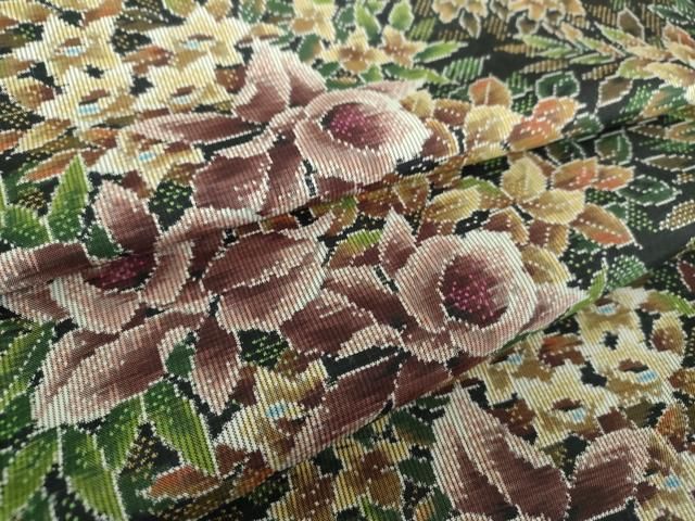 平和屋着物○都喜ヱ門 本場大島紬 7マルキ 総絣 花尽くし