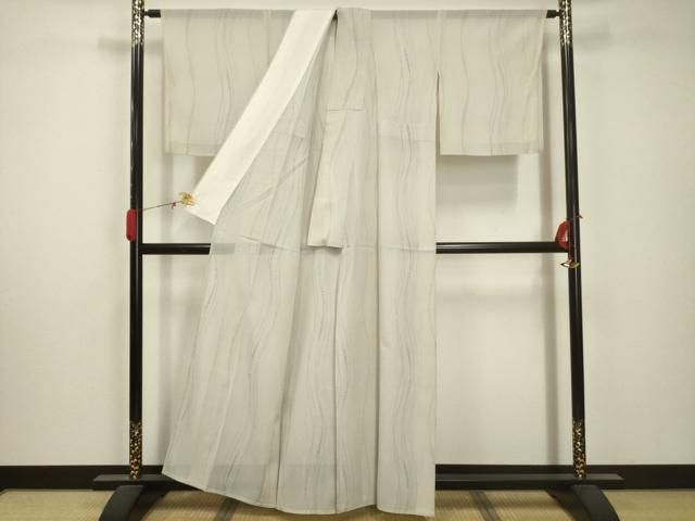 平和屋着物＊夏物 結城紬 夏結城 流水文 正絹 逸品 AABA5755sx