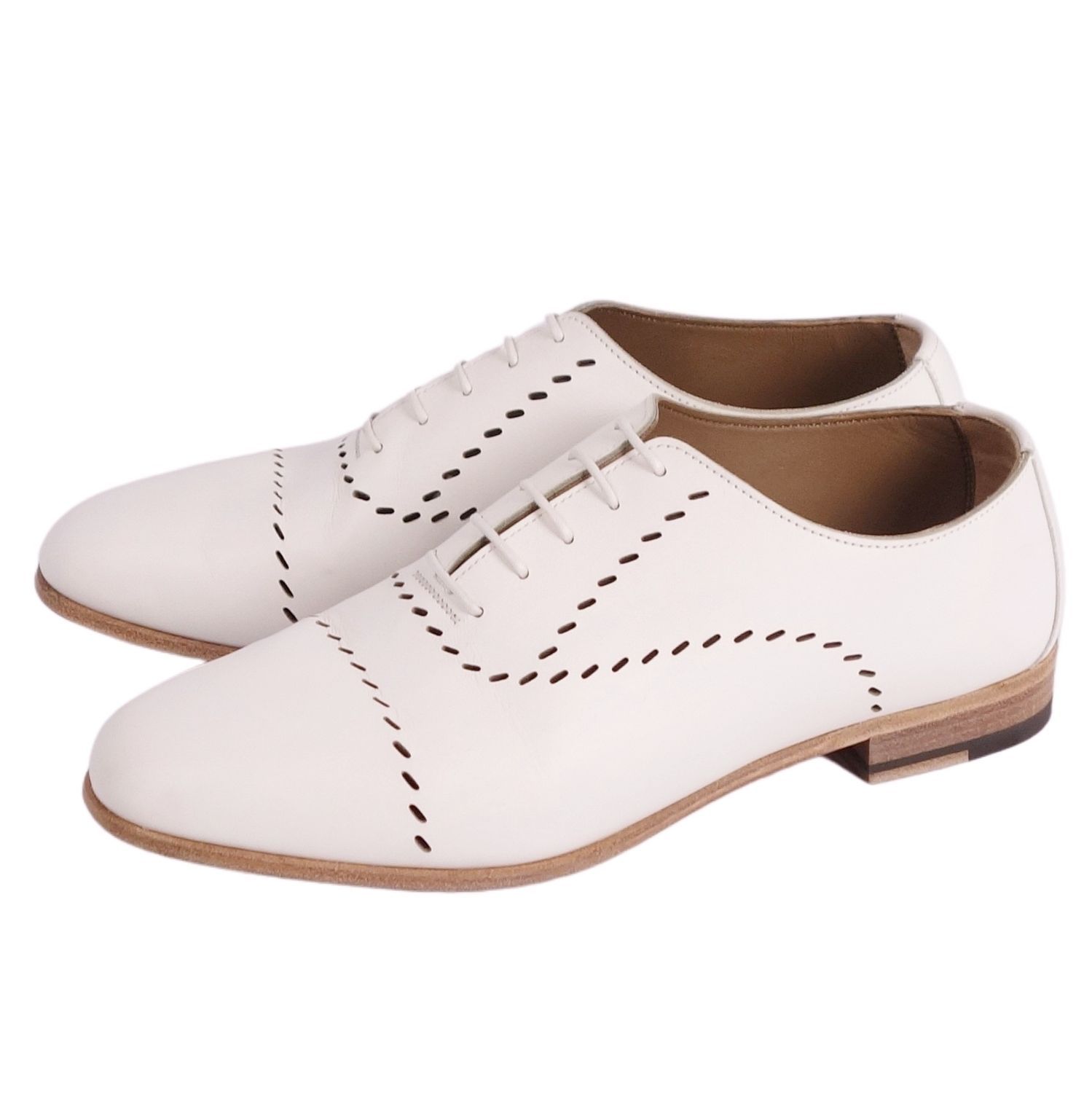 エルメス HERMES レザーシューズ オックスフォード パンチング レザ