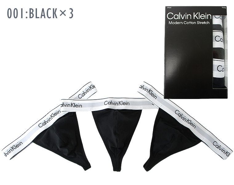 CALVIN KLEIN カルバン・クライン 3ピースコットンストレッチTバック 3