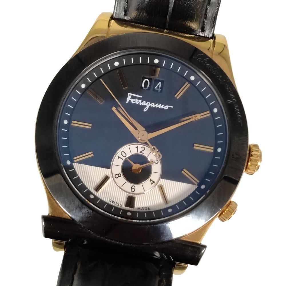 【電池交換済】フェラガモ Salvatore Ferragamo 腕時計 黒 電池交換済】フェラガモ Salvatore Ferragamo 腕時計 黒 電池交換済