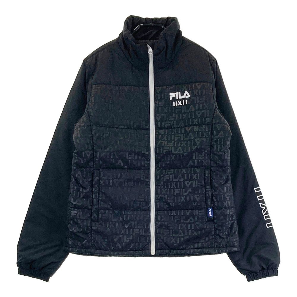 サイズ L FILA GOLF フィラゴルフ 中綿ジャケット ロゴ総柄 ブラック系 240101397819 ゴルフウェア レディース ストスト