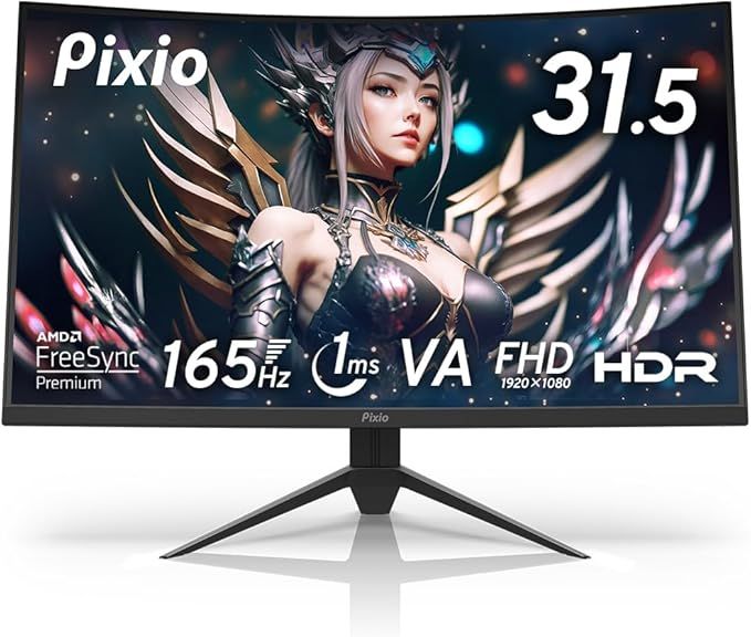 最安値，新品 【美品】Pixio PXC325 湾曲 ゲーミングモニター 32インチ FHD VA 165Hz 1ms ディスプレイ・モニター本体