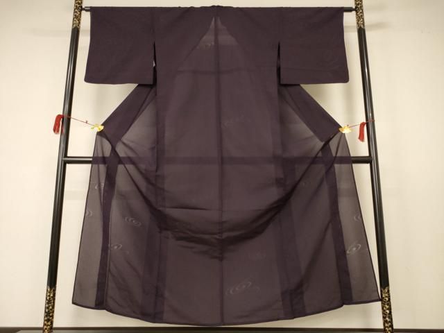 平和屋着物＊夏物 色無地 縦絽 渦紋紗 黒紅色 正絹 AABB6684jd