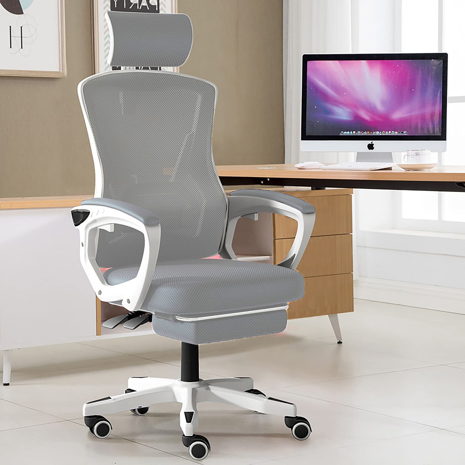 Ticova オフィスチェア 人間工学椅子 ハイバック事務椅子 メッシュ