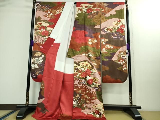 平和屋本店■極上　皇室献上作家　藤井寛　振袖　山路霞に百花の図　金彩　色紙付き　逸品　DZAA9890kh5 楽天市場】平和屋本店○極上 皇室献上作家 藤井寛 振袖 山路霞に百花の