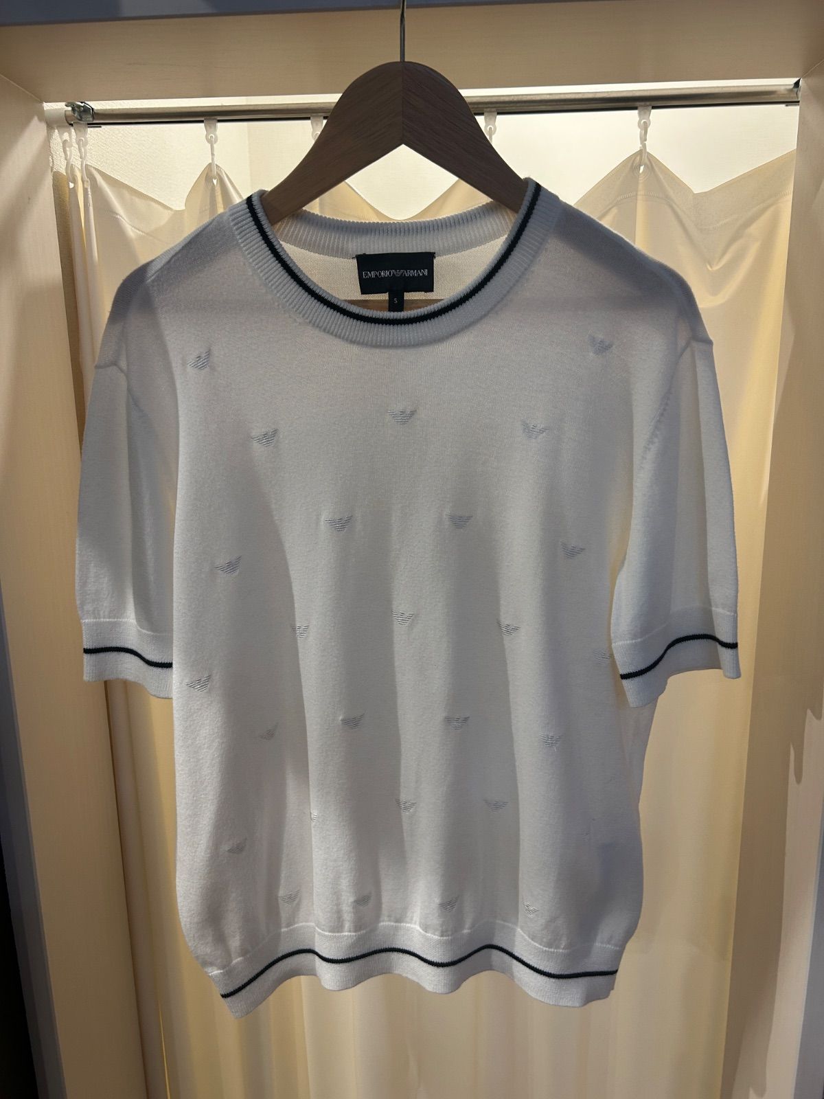 ARMANI EMPORIO ARMANI アルマーニ ニットTシャツ Tシャツ ホワイト サイズS A-1339