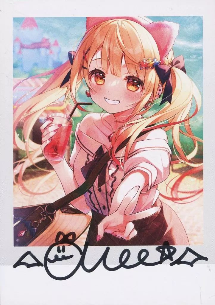 中古】キャラカード 夜空メル 直筆サイン入りチェキ風ブロマイドカード 