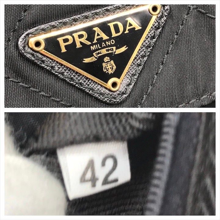 良品 PRADA プラダ 三角ロゴ プレート ナイロン テスート
