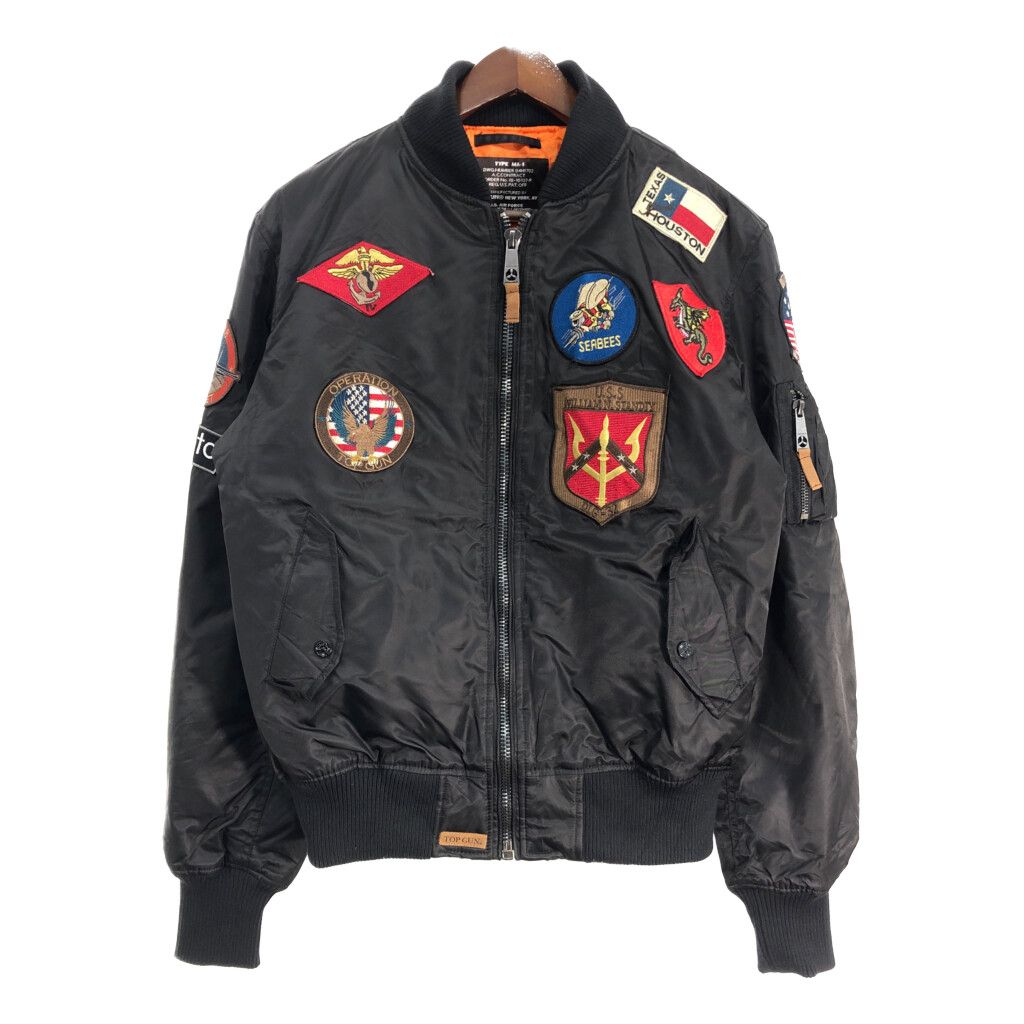 TOP GUN トップガン MA-1 フライトジャケット ミリタリー ブラック (メンズ L) 中古 古着 T1002