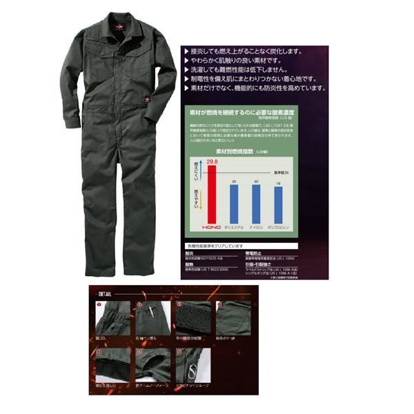 村上被服 HOOH 難燃ツナギ 4208 カーキ 8L