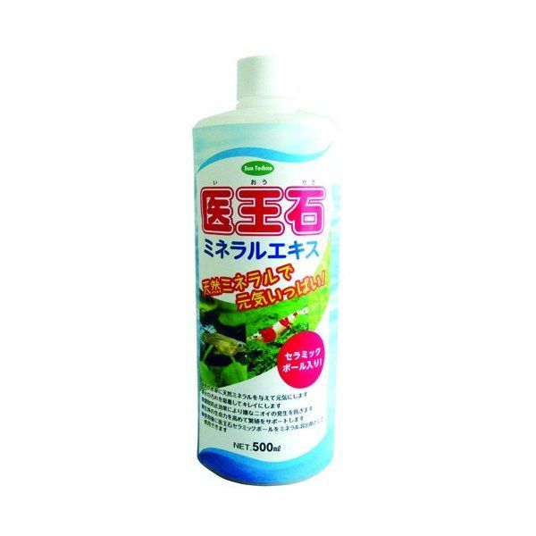 サンテクノ 医王石 ミネラルエキス 500ml 6個セット 水槽 アクアリウム カルキ 塩素 有害物質の除去 水質安定 調整 浄化 維持 水 におい ニオイ 防ぐ セラミックボール入り