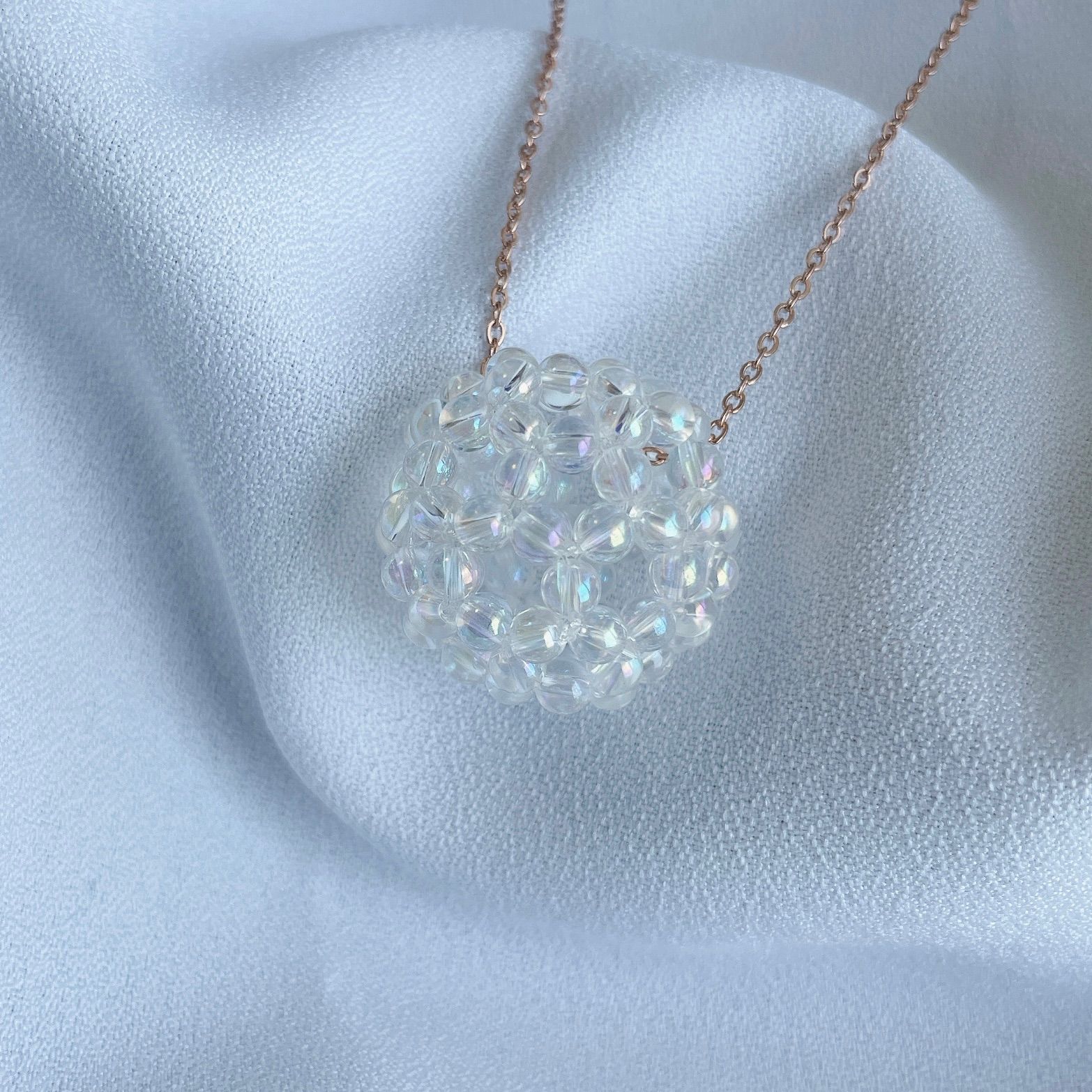 ✬アクアオーラ フラーレン4cm✬ Feminine chain Necklace-Rainbow Aqua aura- フラーレン チェーン