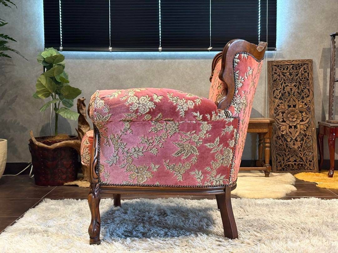 イタリア　アンティーク　ロココ　クラシック　鋲打　リベット　猫脚　金華山織　KG イタリア アンティーク ロココ クラシック 鋲打 リベット 猫脚 金華山