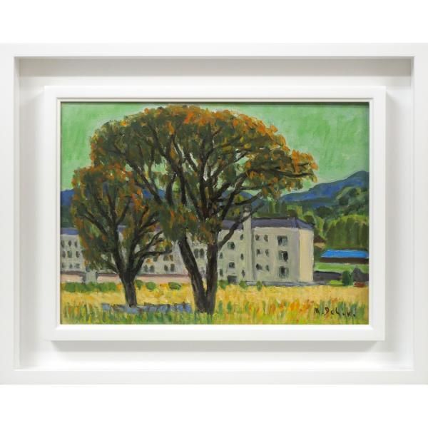 一木 万寿三「山の手風景」油絵・F4号 一水会会員 全道展創立会員 北海道文化賞 滝川出身 真作保証 小竹美術