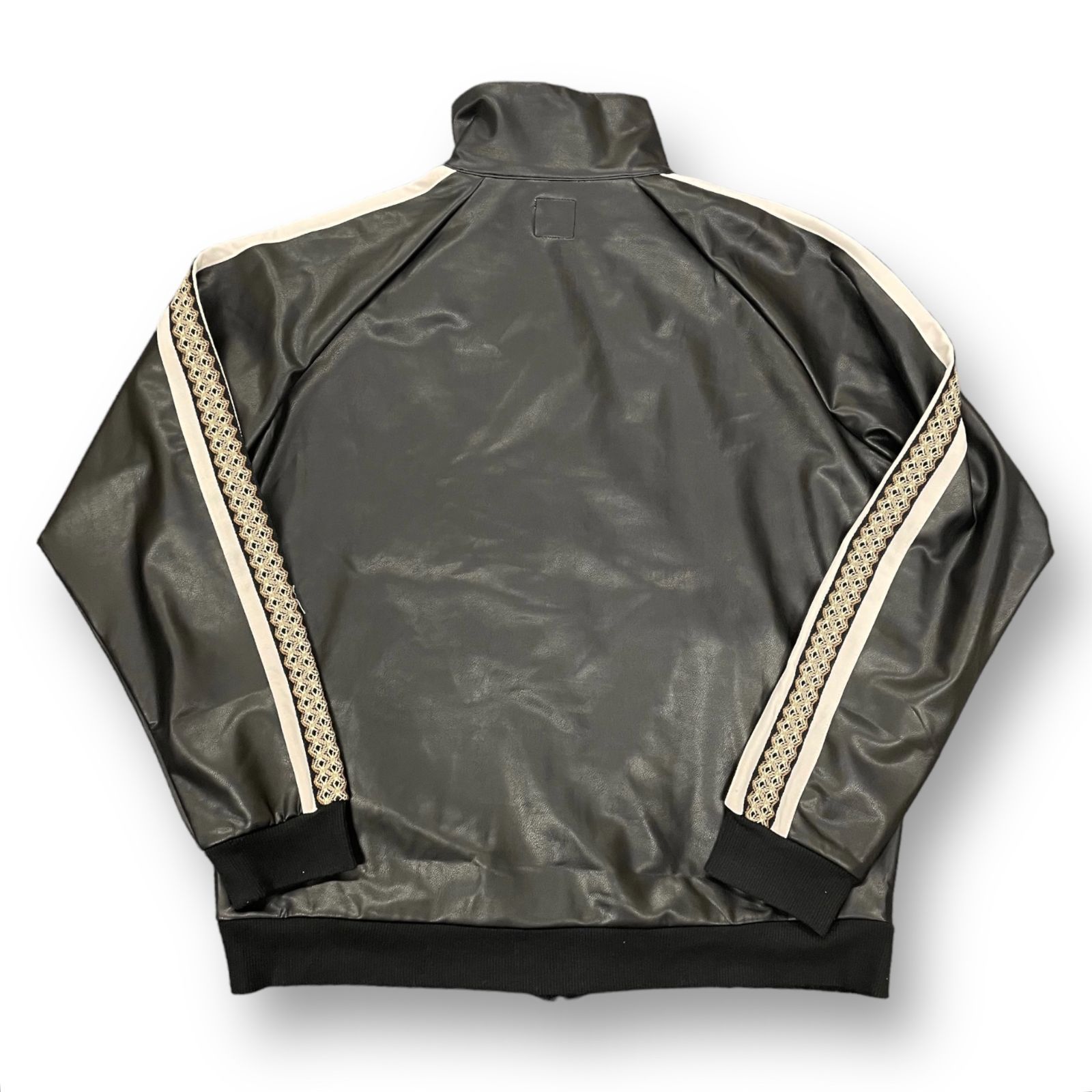 定価33000円 Sasquatchfabrix. 22AW SYNTHETIC LEATHER TRACK JACKET フェイクレザー  スリーブライン トラックジャケット サスクワッチファブリックス 22AW-JKL-013 XL