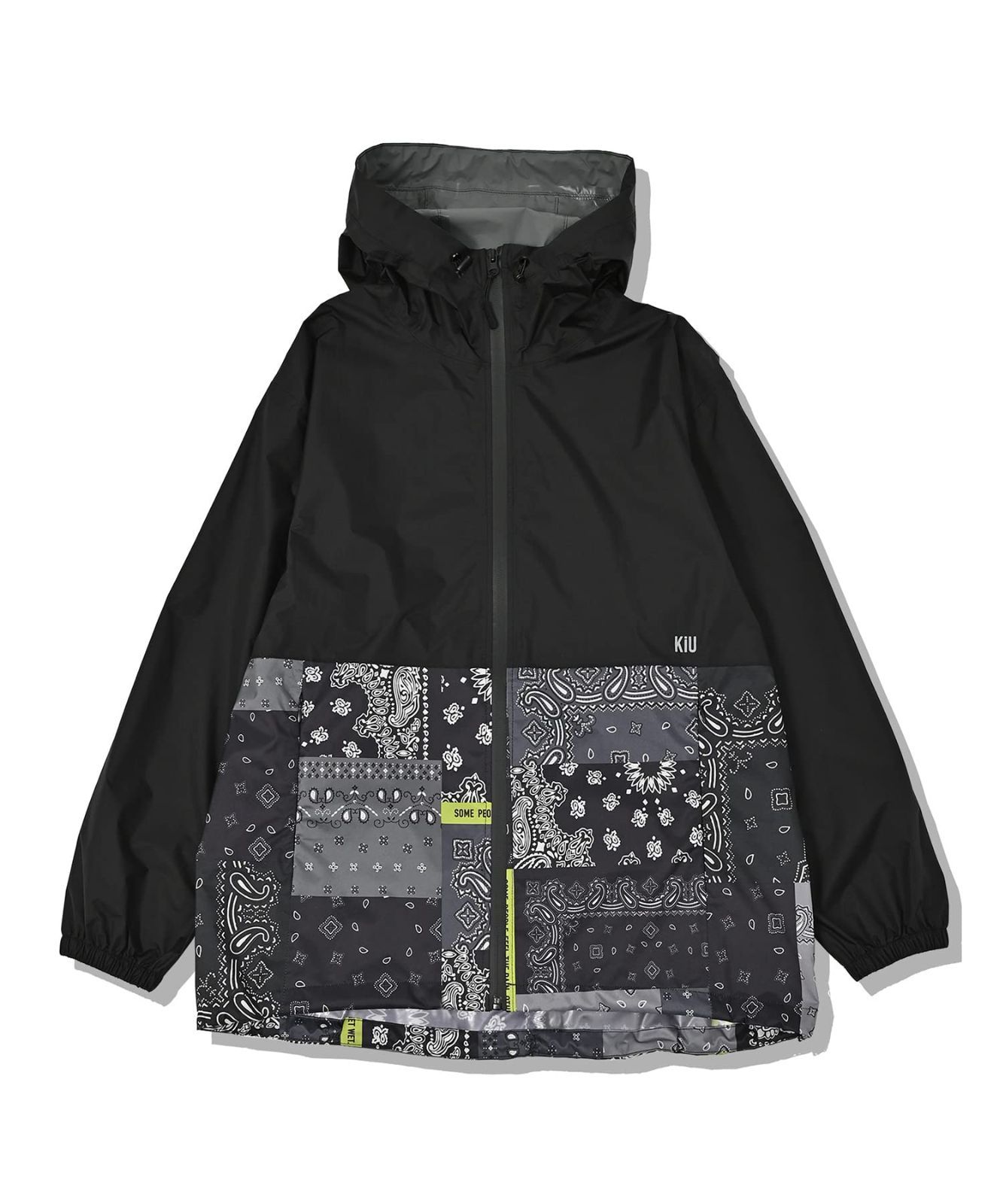 【在庫処分】[キウ] 超軽量 大雨対応 ウィンドブレーカー バイカラー パッカブル メンズ レディース ユニセックス バンダナパッチワーク K324M-228