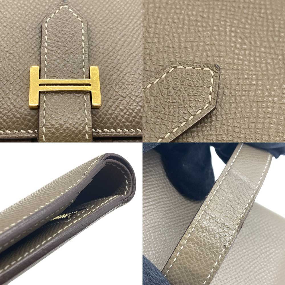 エルメス ベアン コンパクト エトゥープ ゴールド金具 Y刻印 HERMES  