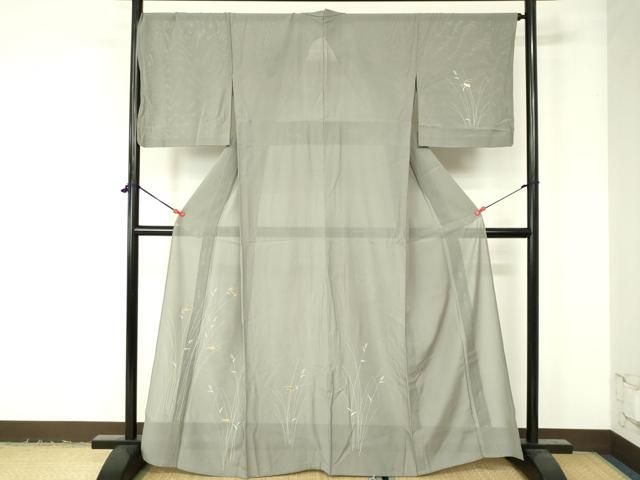 平和屋着物▽訪問着 単衣 杢目絞り 草花丸文 たたき染め 正絹