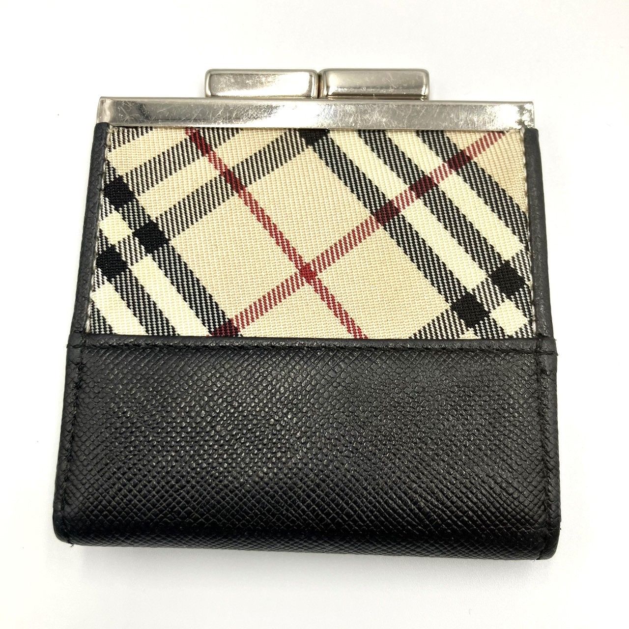 〇 BURBERRY バーバリー ノバチェック がま口 コインケース キャンバス 