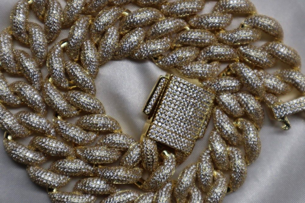 モリモリ】 幅18ミリ18インチゴールドパヴェ留めLEX 喜平ネックレス  