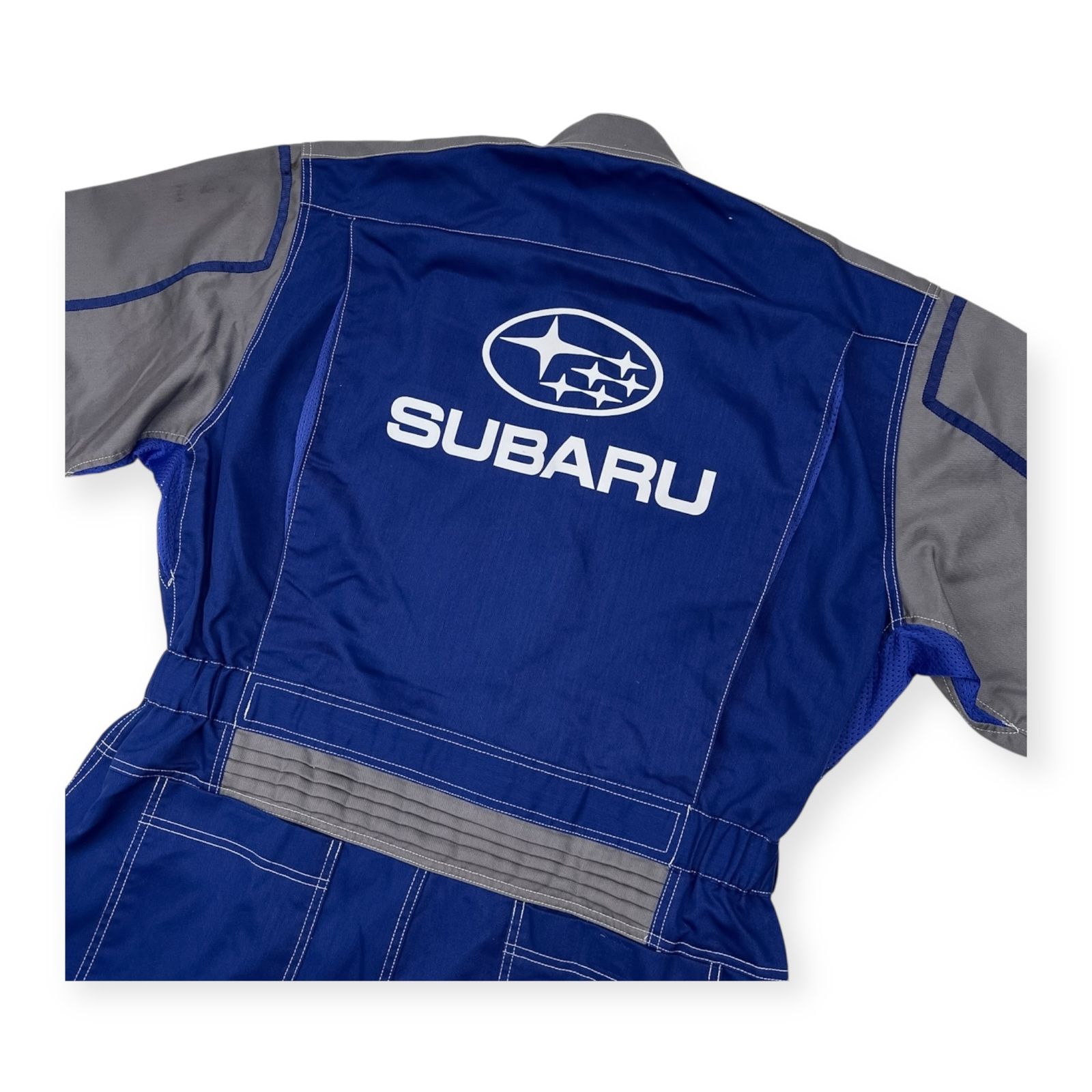 スバル SUBARU つなぎ 作業着 オールインワン 3L |大きいサイズ|ロゴプリント|ブルー×グレー
