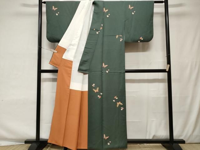 平和屋着物▽上質な小紋 単衣 手描き 樹林文 正絹 逸品 AAAU8516fy