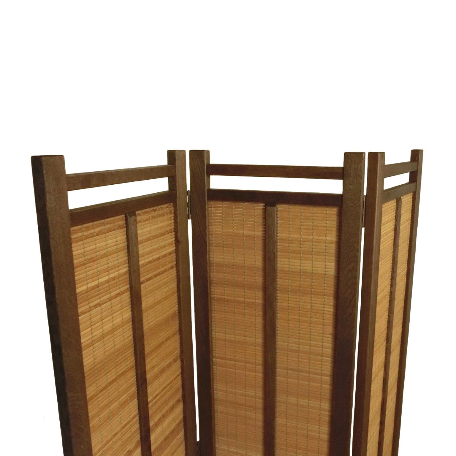 天然ヨシベニヤ貼り小さめ3連スクリーン 自由丁番使用屏風フレーム琥珀