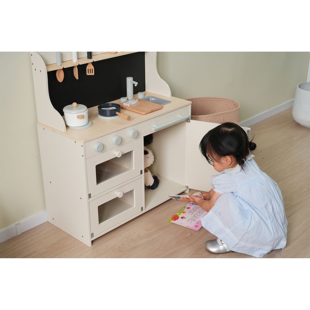 木製チョークボードセット付きキッチンハウス 調理器具付き 誕生日キッチン 子供向け教育玩具 子供向け収納 子供向けネッココンロ ミニキッチン玩具 キッチンキッズ クリスマスギフト