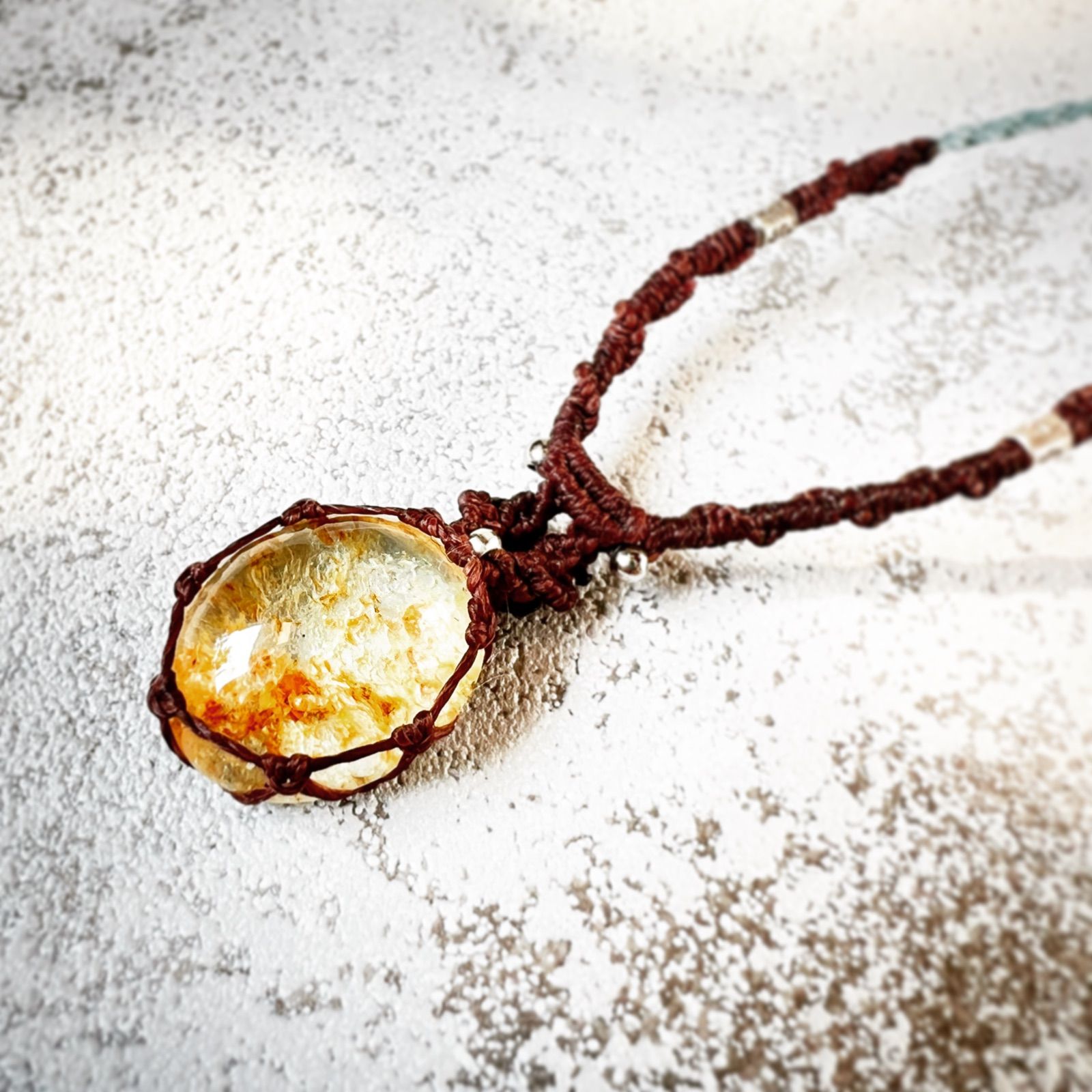 ガーデンクォーツのマクラメネックレス 〜蒼穹〜 ガーデンクォーツ