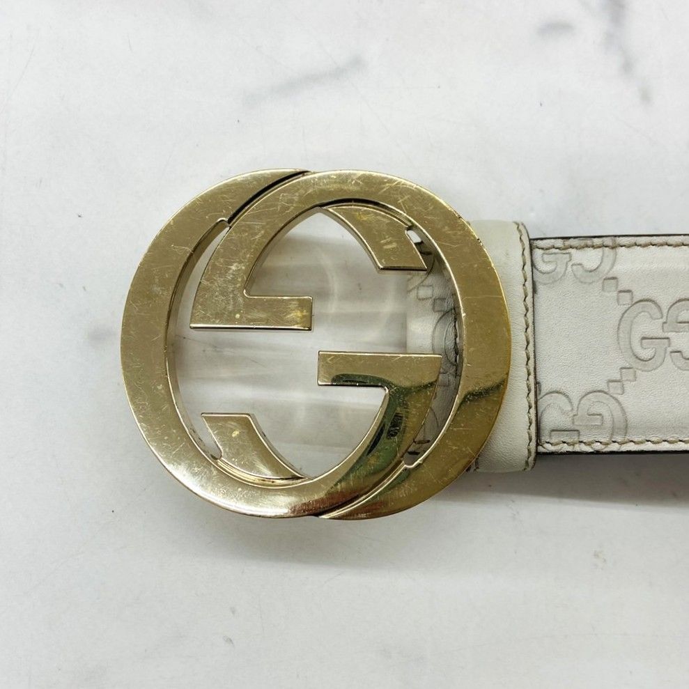 Gucci GGロゴ レザー ベルト ホワイト
