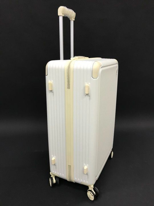 ホワイトキャリーケース 中古 ストッパー付き キャリーケース M 8454-09 50L 旅行 スーツ