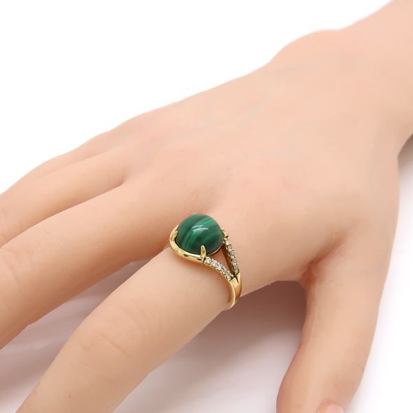 Vendome Aoyama マラカイト ダイヤモンド リング K18 イエロー