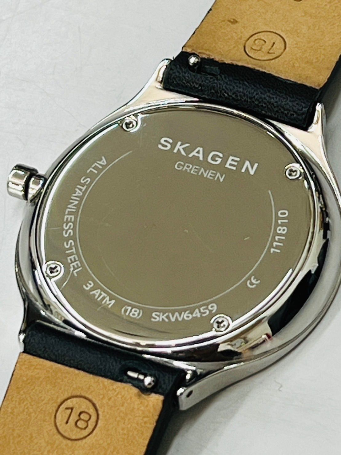 電池交換済】スカーゲン GRENEN SLIM ブラックレザー SKW6459 - OTH