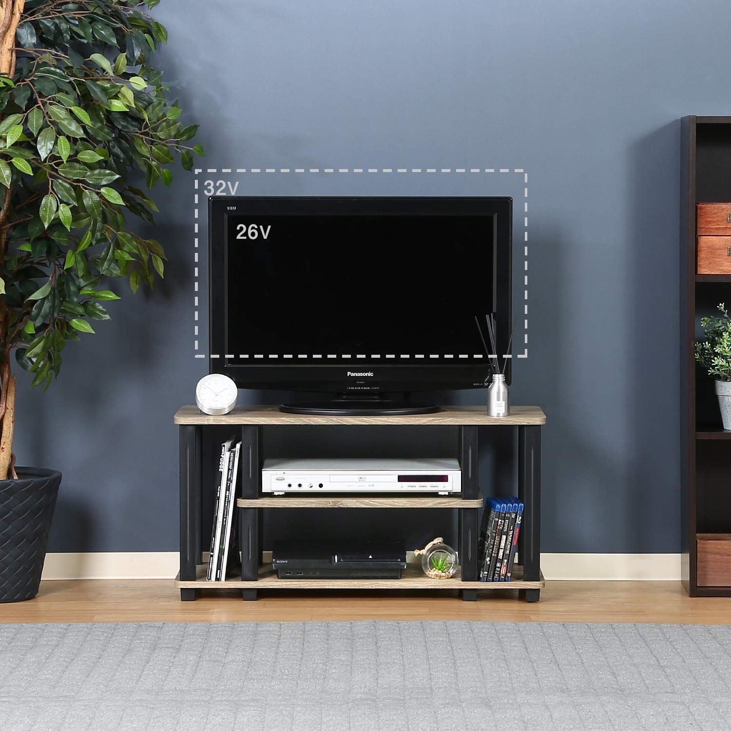 TVラック 32型対応 幅80×奥行29.5×高さ40.8cm ナチュラル テレビ台 ブラック 軽量 工具不要 組立商品 不二貿易 ロータイプ フィット 99910