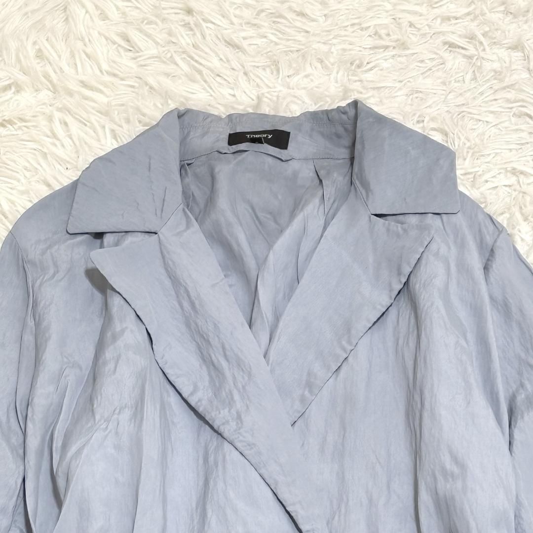 theory 軽量 ライトアウター ロングコート S 水色