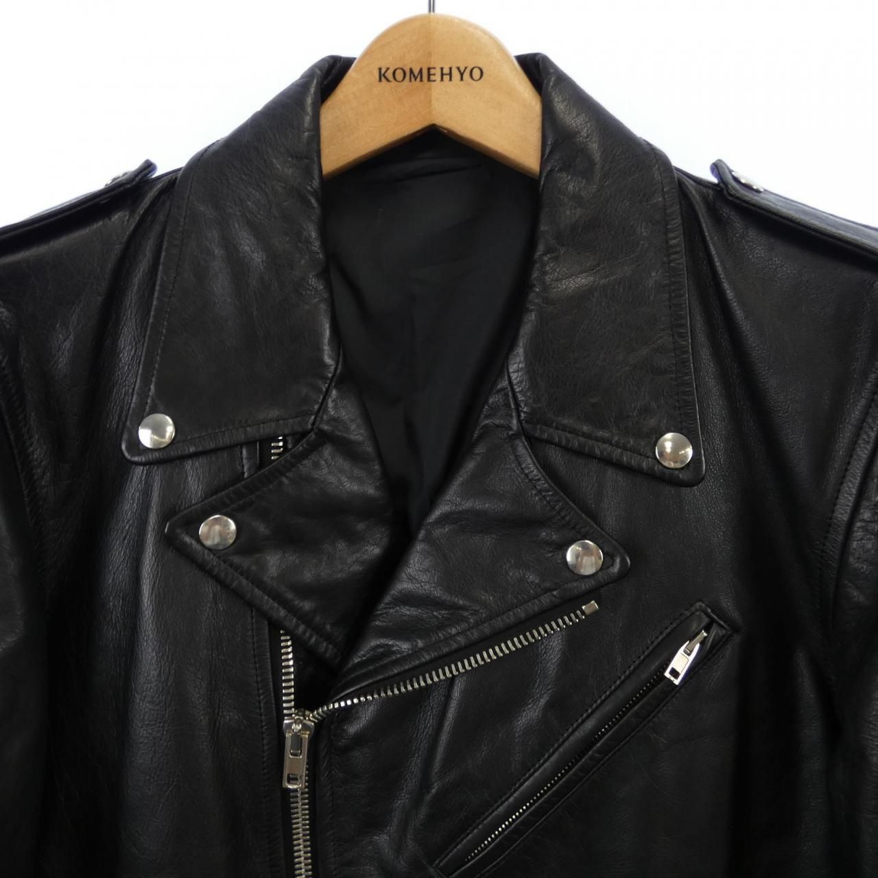 リチウムオムレザージャケットブラック LEATHER SINGLE RIDERS JACKET