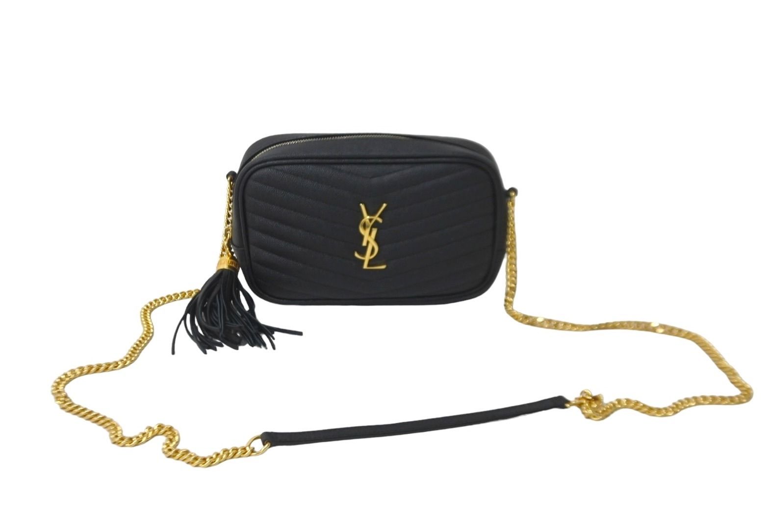 極美品 SAINT LAURENT サンローラン ルー ミニ チェーン ポーチ 