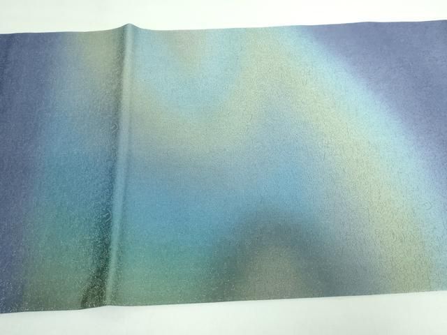 平和屋本店□極上 久保田一竹 幻の辻が花 太鼓柄袋帯 辻が花 霞文 金  