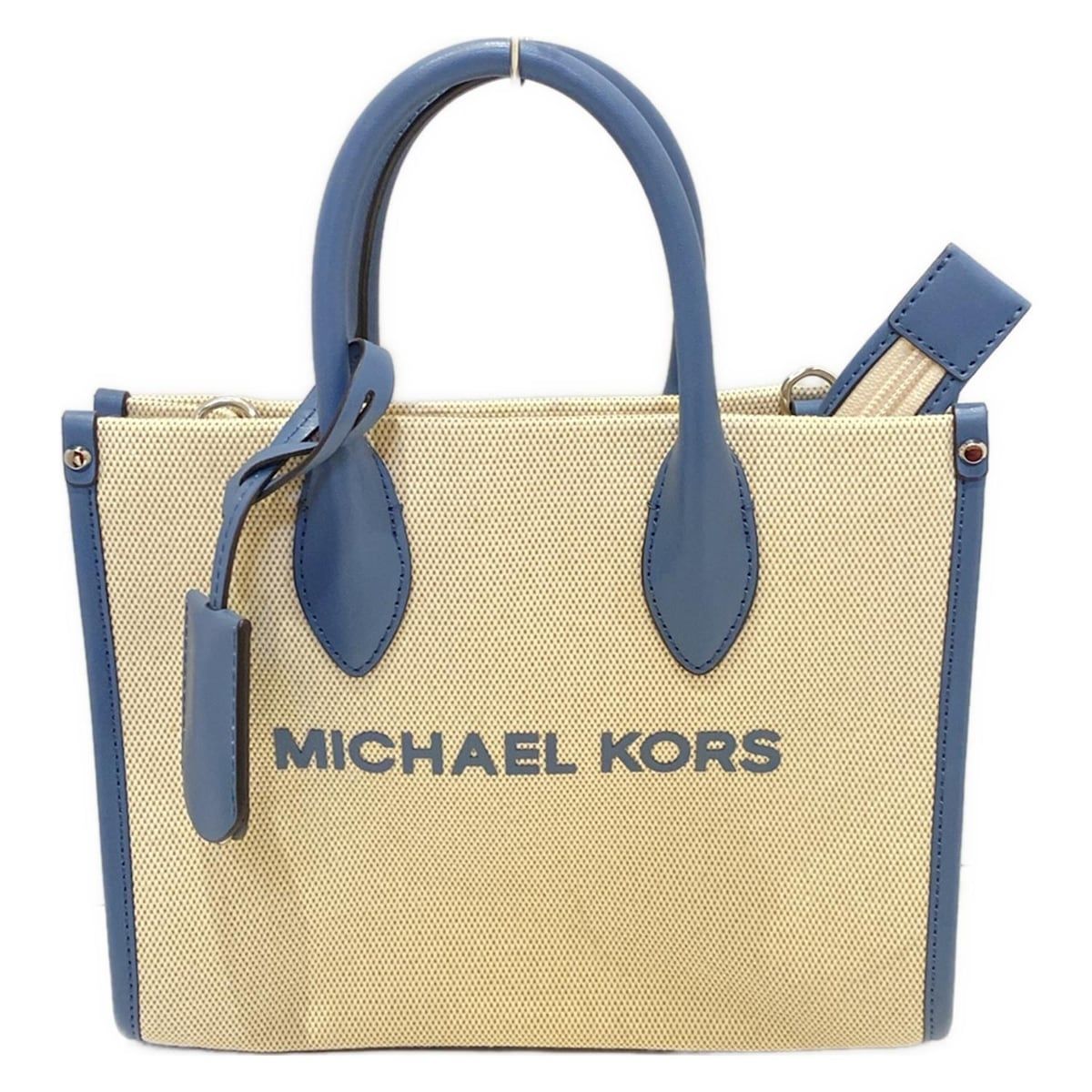 MICHAEL KORS マイケルコース ハンドバッグ - アイボリー×ベージュ×ブルー レザー