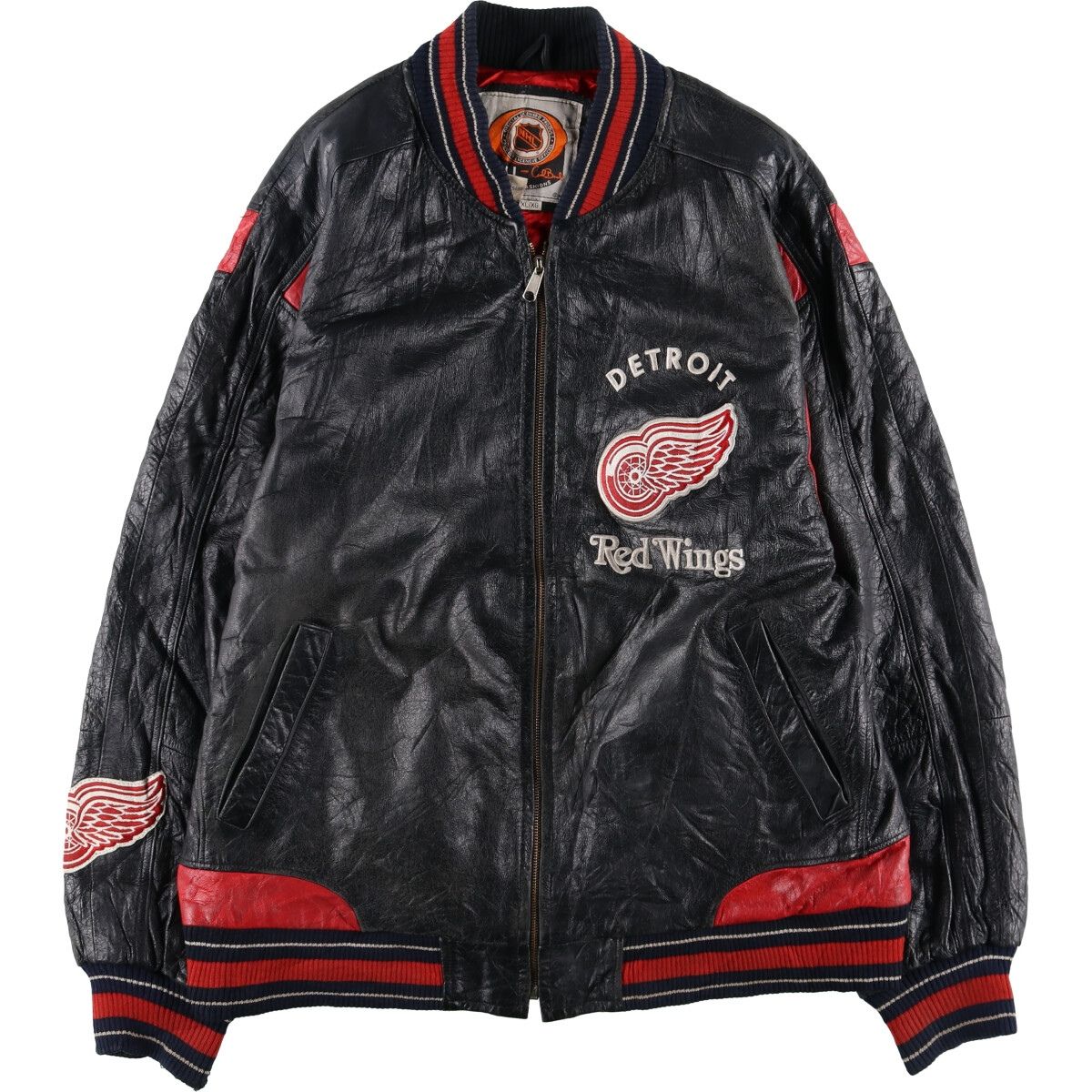 古着 NHL DETROIT RED WINGS デトロイトレッドウィングス オールレザー 
