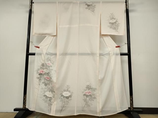 平和屋着物＊夏物 訪問着 絽紬地 手描き 水辺風景文 正絹 逸品